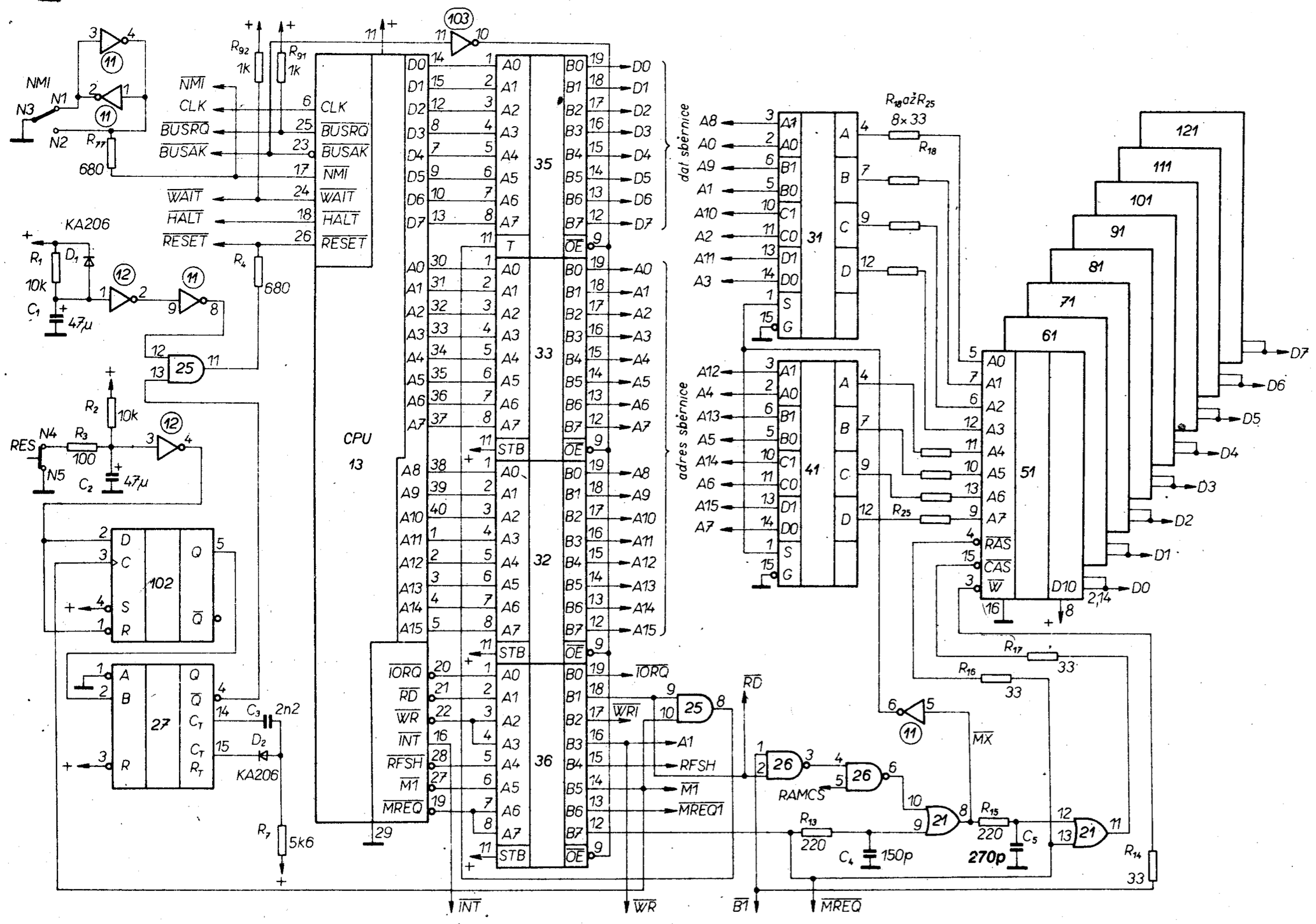 Circuit diagram of the Mistrum microcomputer part