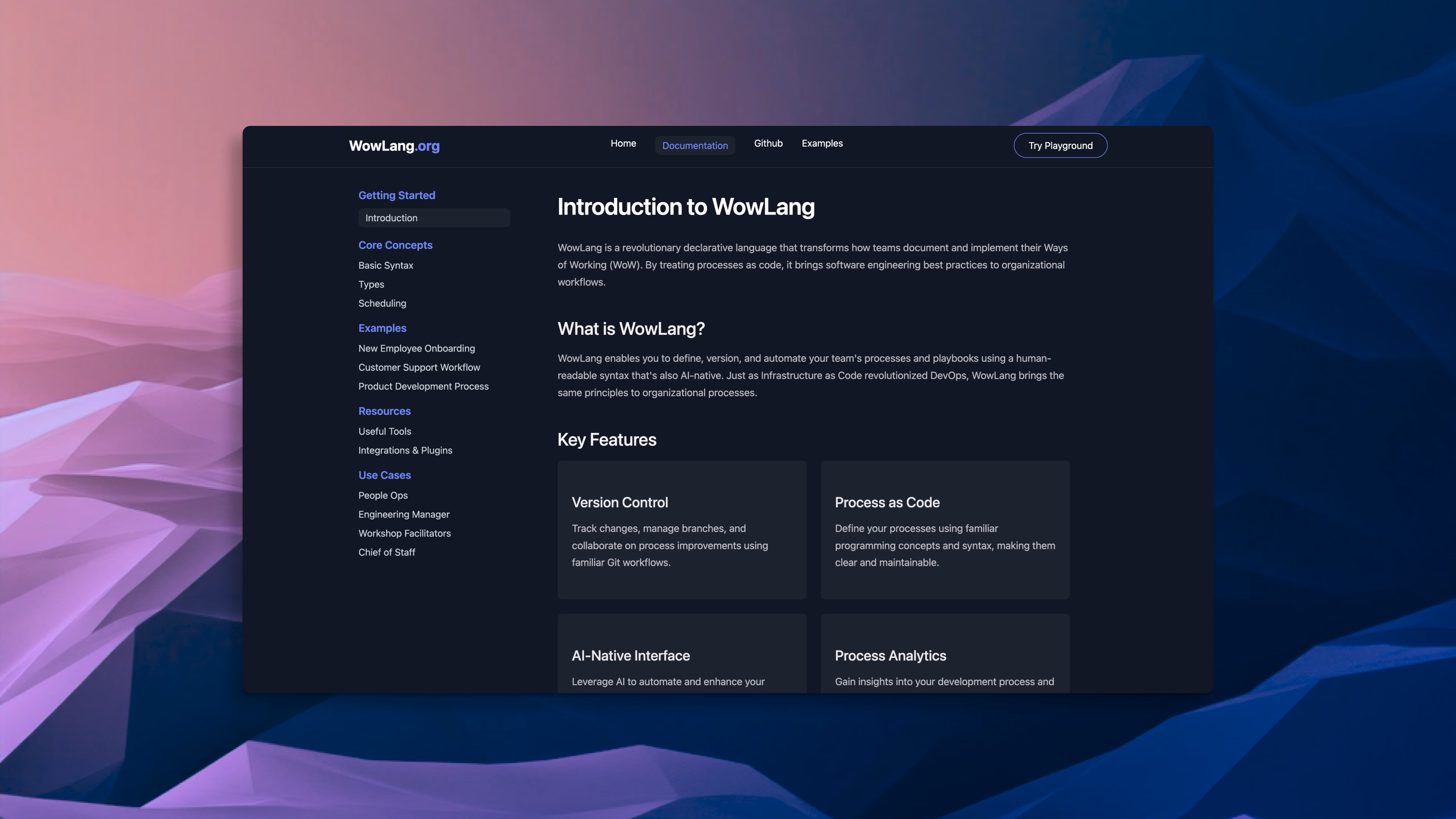 WowLang tooling and integration