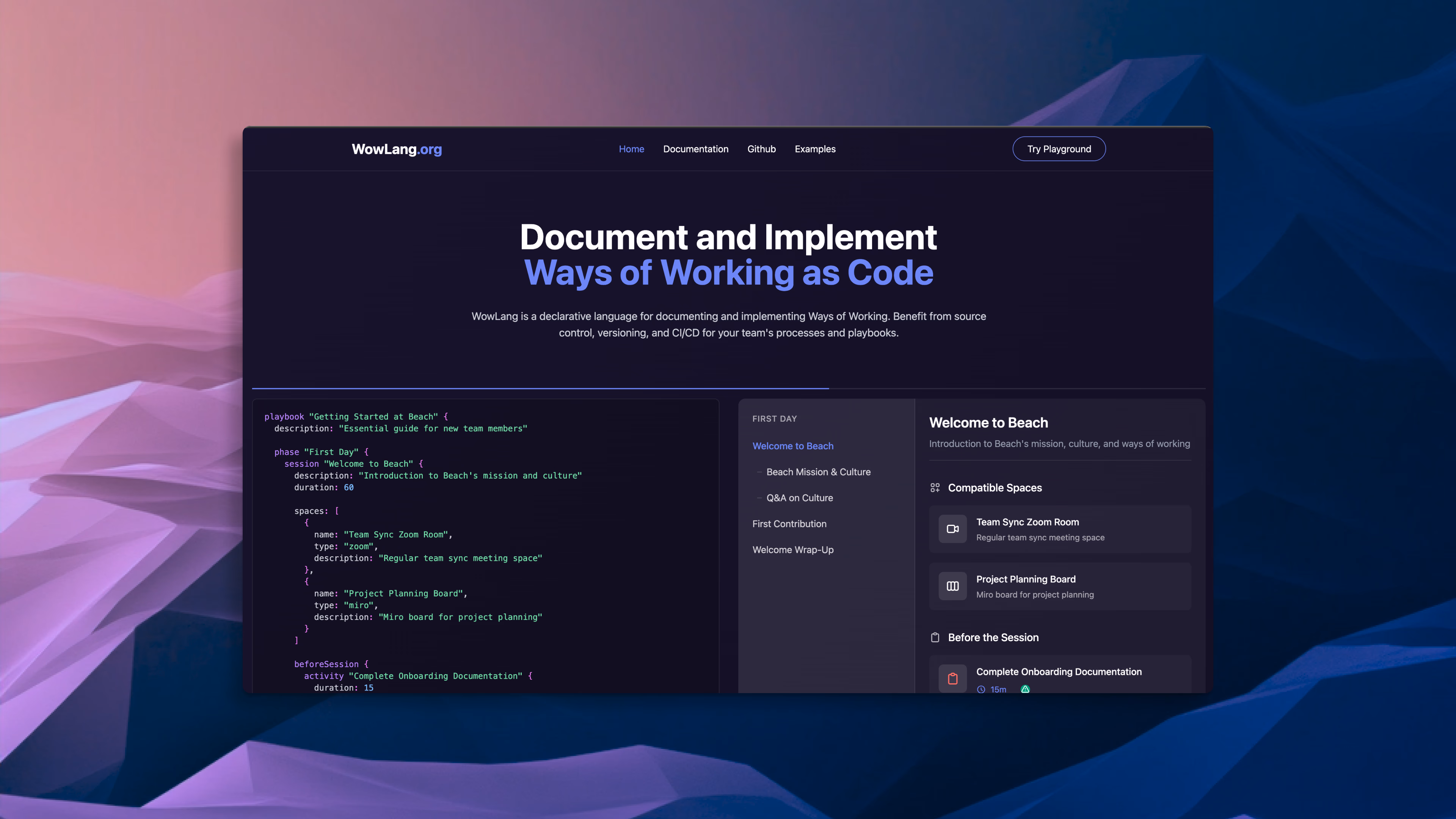 WowLang workflow language