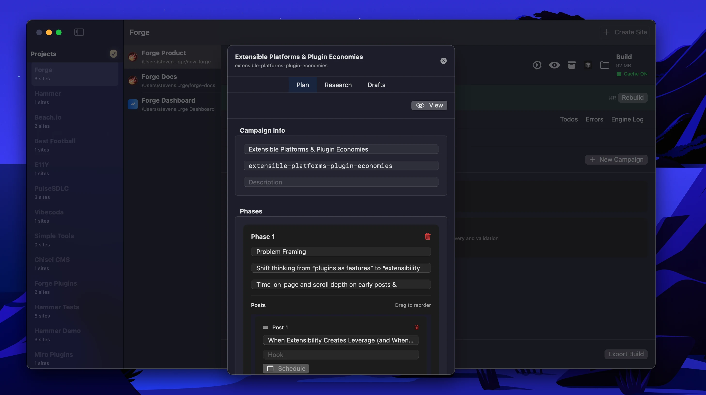 Plan Management interface showing visual plan editor