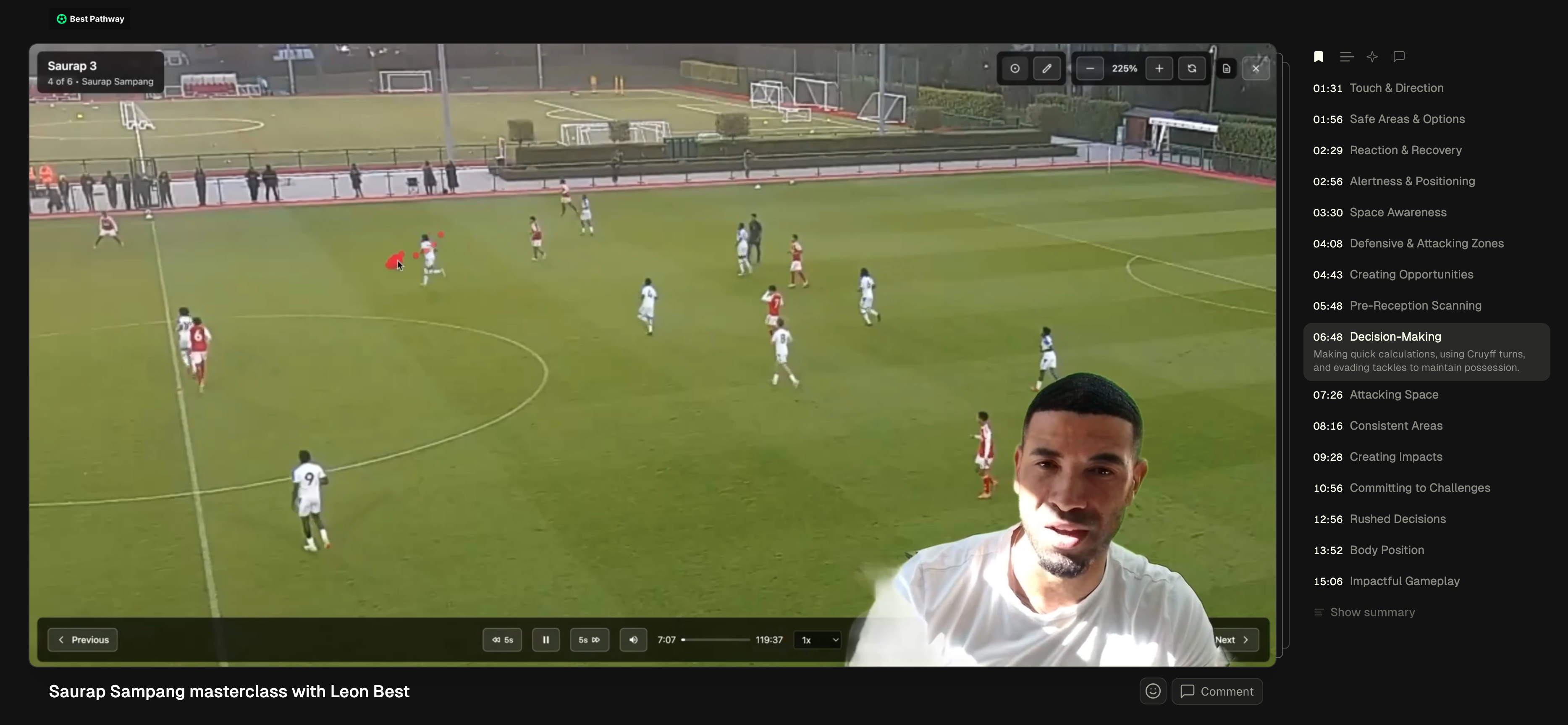 Video analysis showing chapter navigation