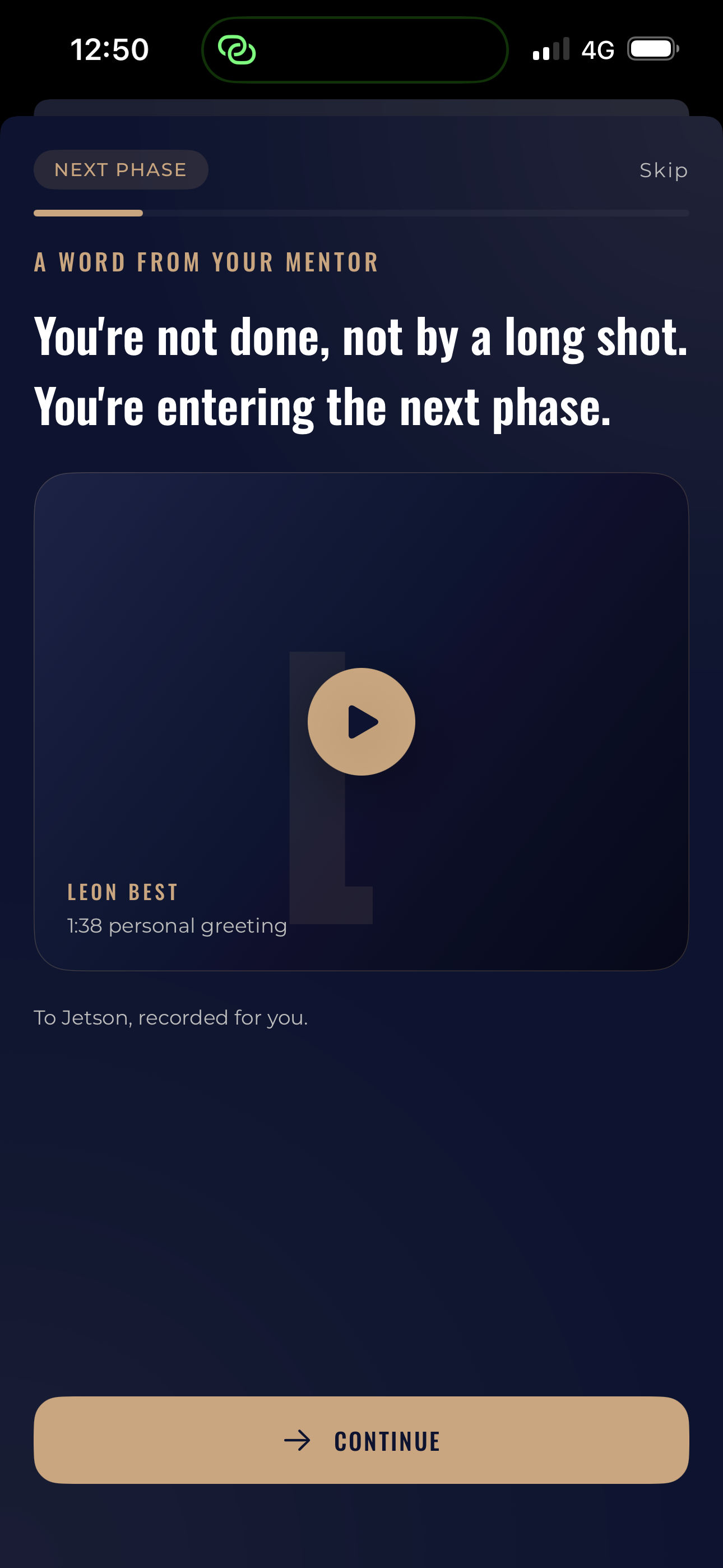 Personal mentor video from Leon Best: You're not done, not by a long shot