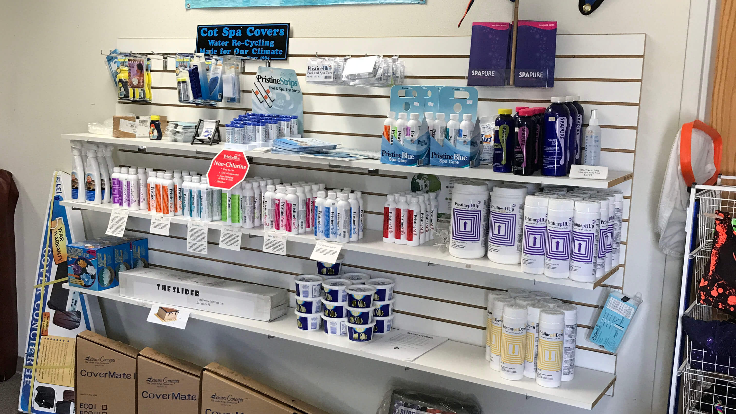 An image of cleaning products that Cot Spa Covers sells